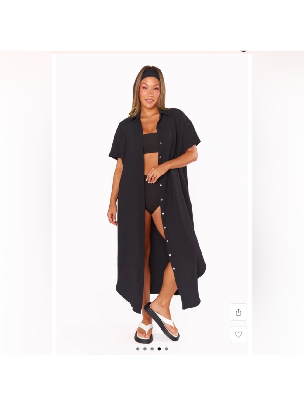 Show Me Your MuMu Black Button-Front Maxi Shirt Dress - Picture 2 of 9